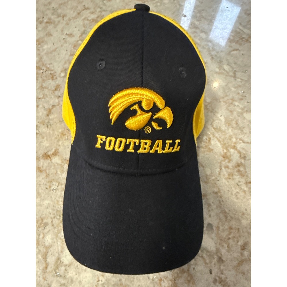 Iowa Hawkeyes Football Hat Sideline Authentic Brand Black Yellow Adjustable Cap